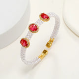 Double Layer Oval Gemstone Bracelet for Women