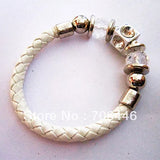 Leather & Charm Crystal Stretch Bracelets