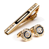 Crystal Cufflinks Necktie Clip Tie Pin Mens Gift Tie Bar Cufflinks Set