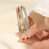 CZ Bangles Stainless Steel Bracelets 18K Plated Jewelry