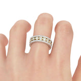 CZ Ring 3 Rows Hollow Wedding Jewelry Men Women