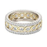 CZ Ring 3 Rows Hollow Wedding Jewelry Men Women