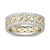 CZ Ring 3 Rows Hollow Wedding Jewelry Men Women
