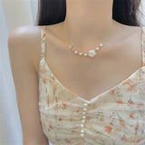 Pearl Crystal Butterfly Choker Necklace Rose Party Jewelry