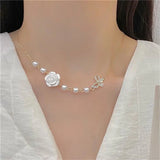 Pearl Crystal Butterfly Choker Necklace Rose Party Jewelry