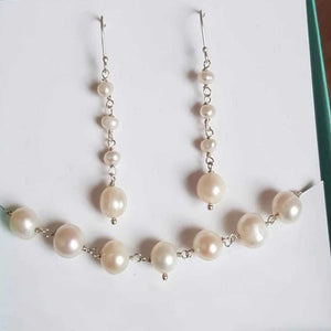 Freshwater Pearl Necklace and Earring Set Crystal Men Gift Wedding Beads Chakra