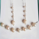 Freshwater Pearl Necklace and Earring Set Crystal Men Gift Wedding Beads Chakra