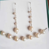 Freshwater Pearl Necklace and Earring Set Crystal Men Gift Wedding Beads Chakra