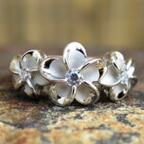Enamel Flower Wedding Ring for Women