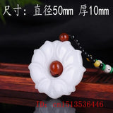 Jade Hollow Flower Pendant Necklace Hand-Carved Relax Healing Women Luck Amulet