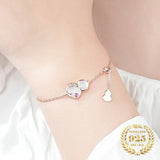 Shell Agate CZ Gourd Charm Bracelet 925 Sterling Silver