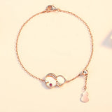 Shell Agate CZ Gourd Charm Bracelet 925 Sterling Silver