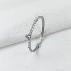 Zircon Drop Cuff Bracelet Stainless Steel Heart Gemstone Bangle