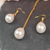 Shell Water Drop Pearl Pendant Earrings Set
