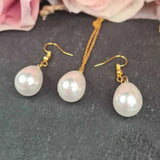 Shell Water Drop Pearl Pendant Earrings Set