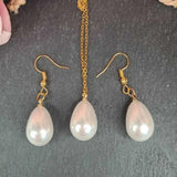 Shell Water Drop Pearl Pendant Earrings Set