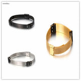 Wide Leather Men Bangle Stainless Steel Punk Men Watch Net Square Bracelets