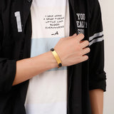 Wide Leather Men Bangle Stainless Steel Punk Men Watch Net Square Bracelets
