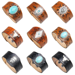 Alloy Metal Leather Bracelet for Men