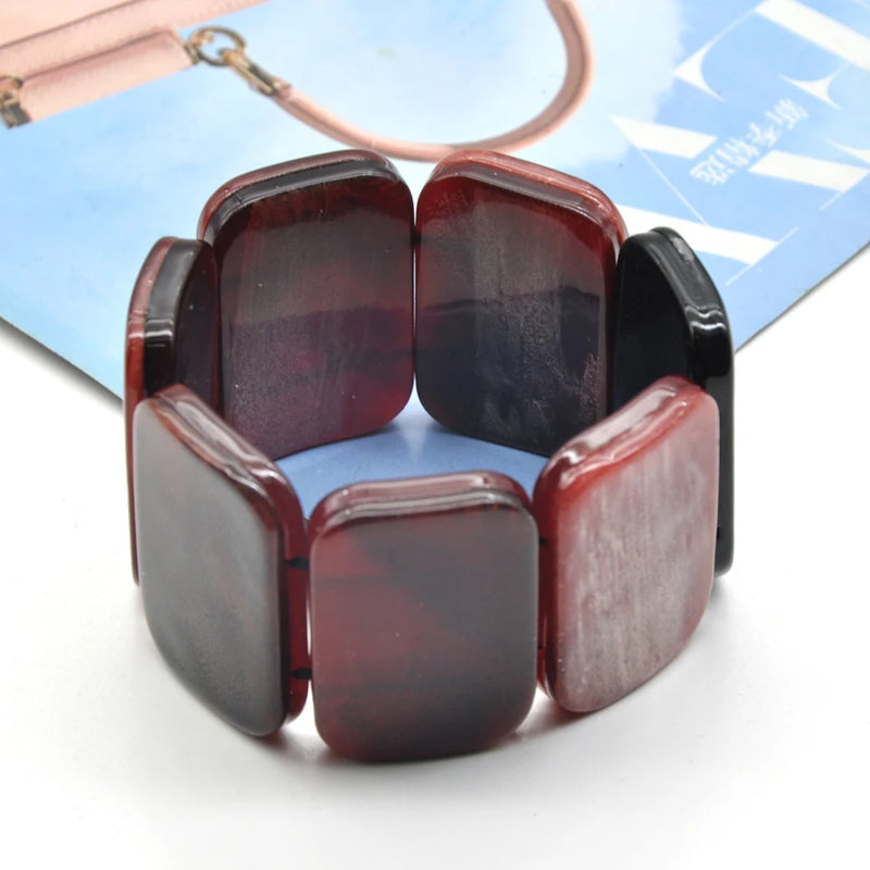 Chunky Acrylic Beads Link Bracelet Wide Width