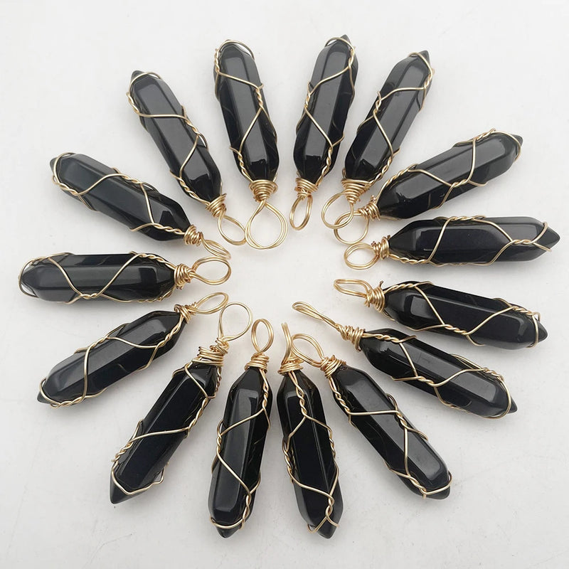 Stone Crystal Necklace Pendant for Jewelry Making 24pc