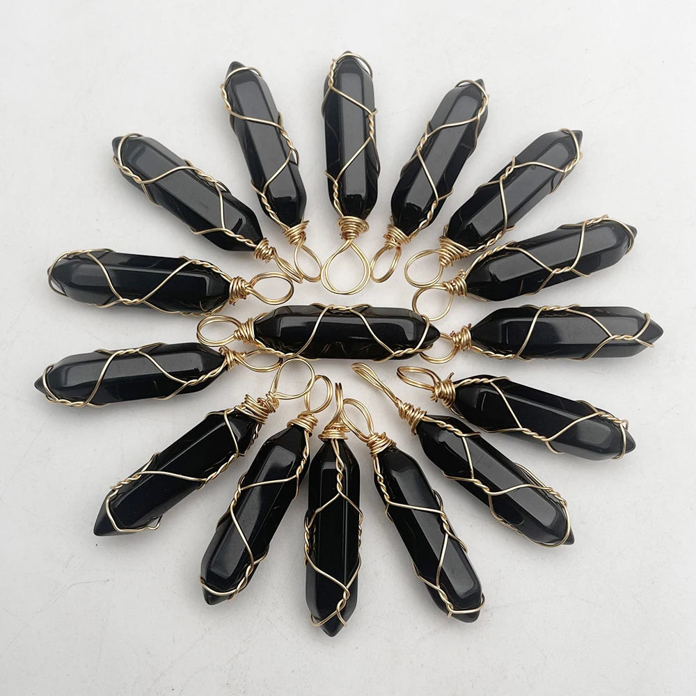 Stone Crystal Necklace Pendant for Jewelry Making 24pc