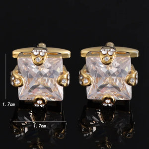 Red Crystal Cufflinks High Gemstone Zircon French Shirt Cuff Links