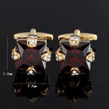 Red Crystal Cufflinks High Gemstone Zircon French Shirt Cuff Links