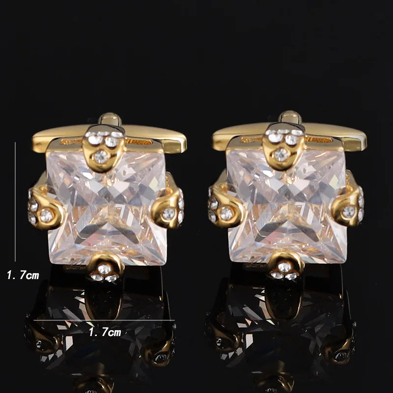 Red Crystal Cufflinks High Gemstone Zircon French Shirt Cuff Links