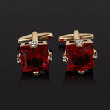 Red Crystal Cufflinks High Gemstone Zircon French Shirt Cuff Links