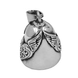 Wings Heart Bell Pendant Stainless Steel Jewelry Charm Biker Bell
