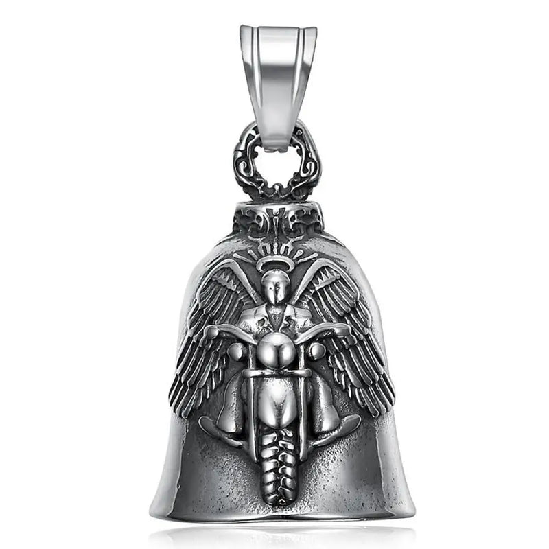 Motorcycle Rider Biker Bell Pendant Stainless Steel Jewelry Charm Bell