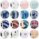 Snowflake Ball Charm 925 Silver Bead Bracelet DIY Jewelry