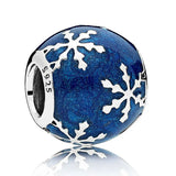 Snowflake Ball Charm 925 Silver Bead Bracelet DIY Jewelry