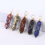 Rose Crystal Quartz Stone Hexagon Charms Pendant for Jewelry Making