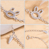 925 Sterling Silver Bunny Animals Bracelet Cuff Charm Jewelry