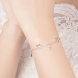 925 Sterling Silver Bunny Animals Bracelet Cuff Charm Jewelry