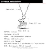 925 Silver House & Key Pendant Necklace Choker Charm Jewelry Gift