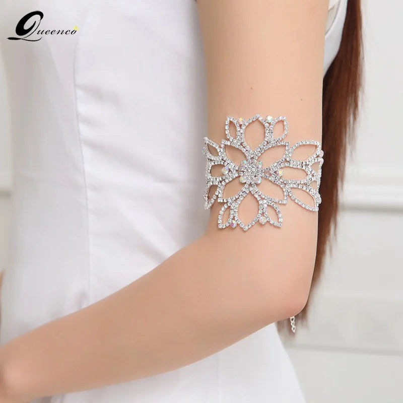 Crystal Rhinestone Bridal Wristband Cuff Bracelet for Women
