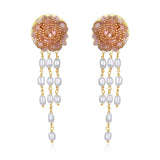 Natural Crystal Flower Earrings Freshwater Pearl Pendant Jewelry