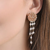 Natural Crystal Flower Earrings Freshwater Pearl Pendant Jewelry