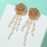 Natural Crystal Flower Earrings Freshwater Pearl Pendant Jewelry