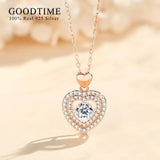 925 Sterling Silver Love Heart Zircon Chain Necklace Valentine Jewelry Gift