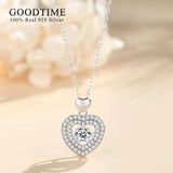 925 Sterling Silver Love Heart Zircon Chain Necklace Valentine Jewelry Gift