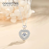 925 Sterling Silver Love Heart Zircon Chain Necklace Valentine Jewelry Gift