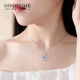 925 Sterling Silver Love Heart Zircon Chain Necklace Valentine Jewelry Gift