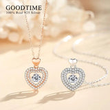 925 Sterling Silver Love Heart Zircon Chain Necklace Valentine Jewelry Gift