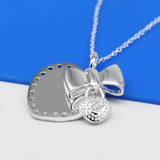 925 Silver Bow Heart Pendant Choker Necklace