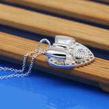 925 Silver Bow Heart Pendant Choker Necklace