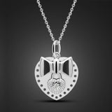 925 Silver Bow Heart Pendant Choker Necklace